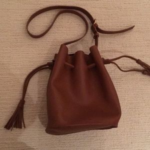 Brown vegan leather bucket bag! Like new!